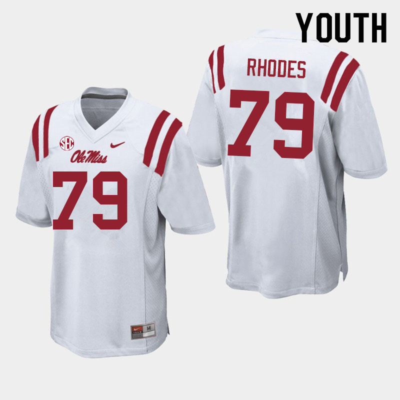Jordan Rhodes Ole Miss Rebels NCAA Youth White #79 Stitched Limited College Football Jersey TOM0858ZQ